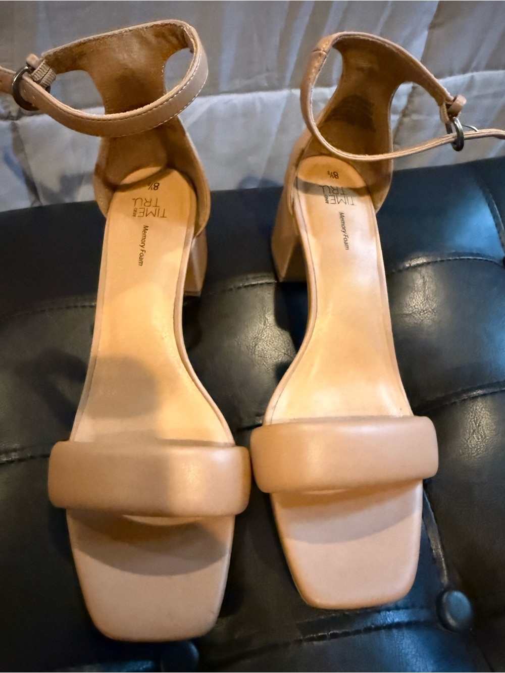 Time and Tru Nude Block Heel Ankle-Strap Sandals 8.5